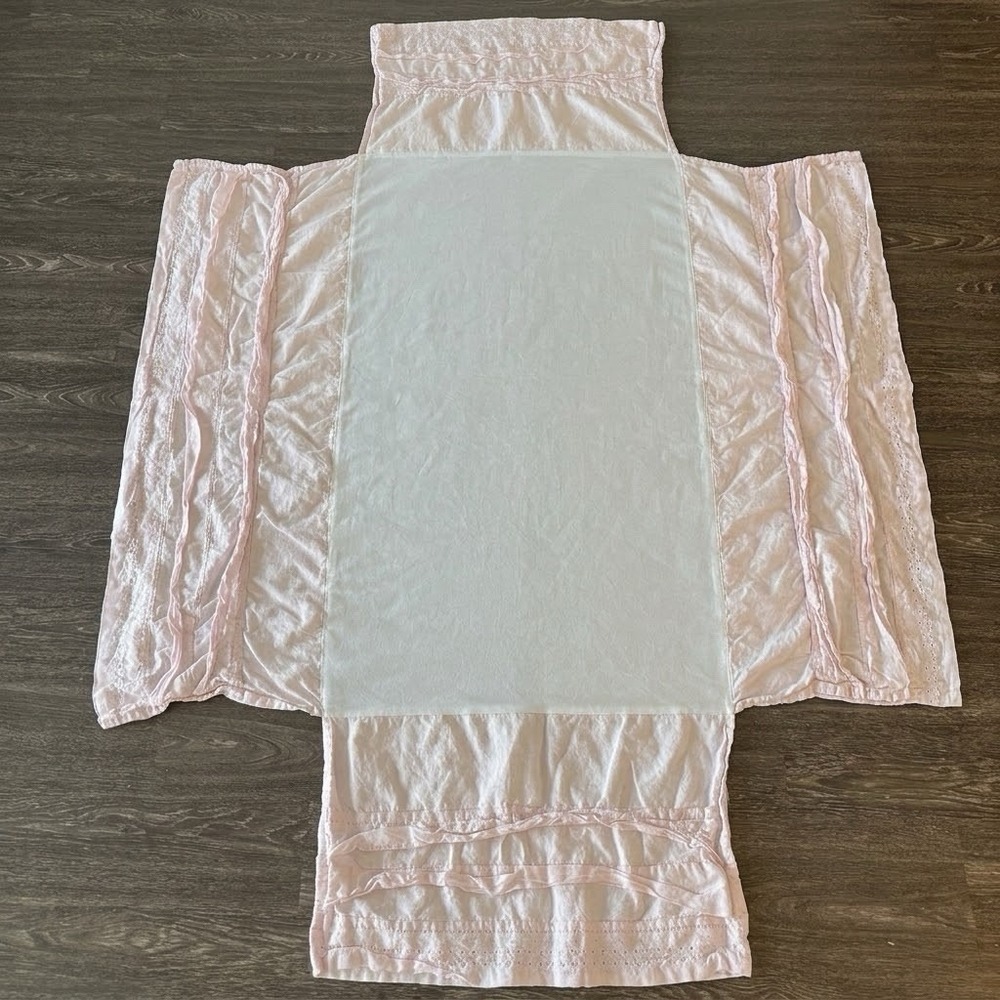 Pottery Barn Kids Light Pink Skirt For Crib Linen Cotton Classic Cottage Nursery